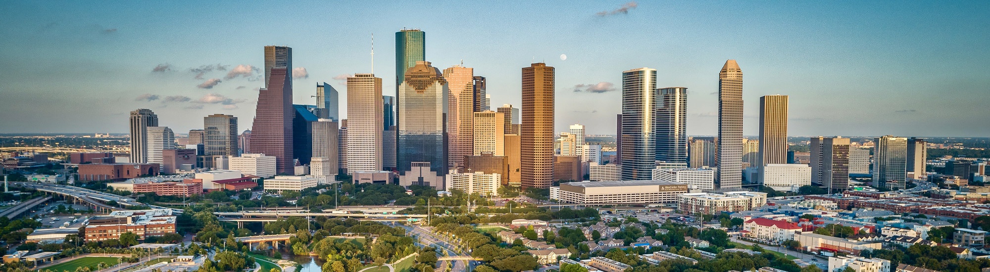 Skyline of Houston, Texas at sunset